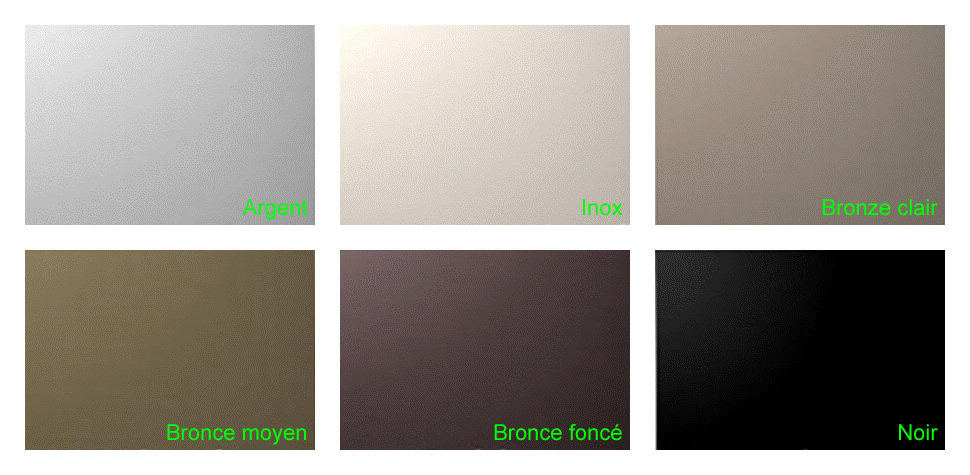 palette couleurs aluminium anodisé